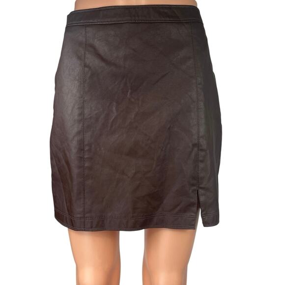 Abercrombie & Fitch Womens Brown Vegan Faux Leather Mini Straight Pencil Skirt S - Picture 1 of 5